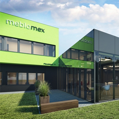 Projekt rozbudowy salonu firmowego Meblomex w Skawinie